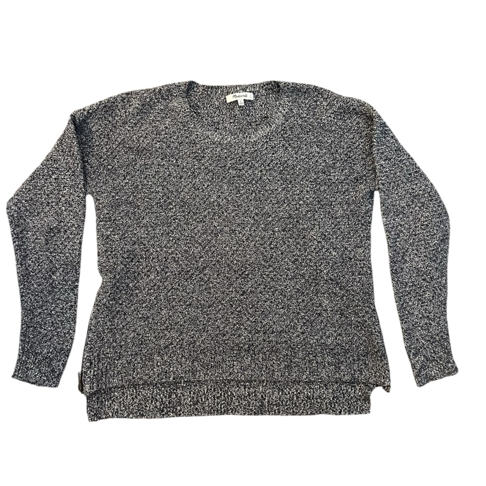Madewell Women’s Gray Crewneck Sweater with Zipper Detail